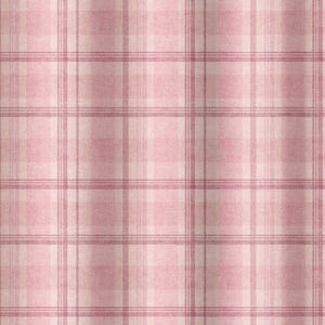 May include: A pink and white plaid pattern. The design features a grid of intersecting lines, creating a classic plaid or tartan effect. The color palette is soft, with varying shades of pink and white, giving a gentle, textured appearance.