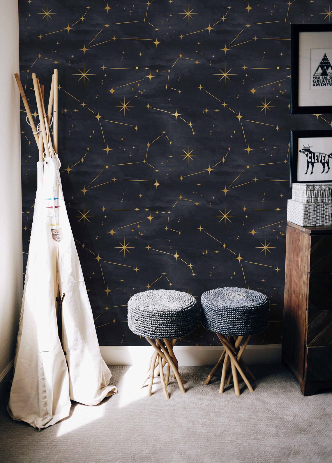 Constellation Wall Mural Starry Night Removable Peel & Stick Etsy
