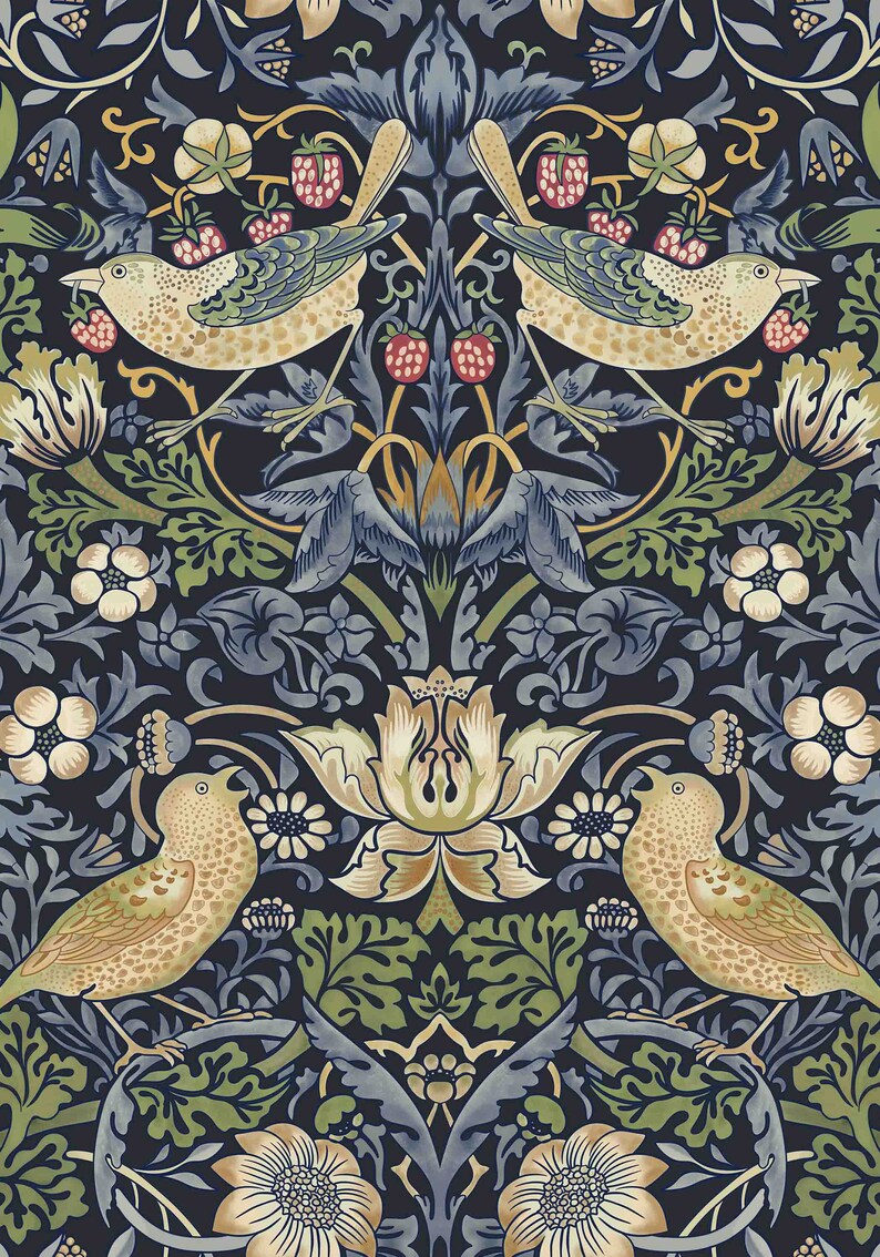 Peel & Stick Wallpaper William Morris Strawberry Thief - Etsy Canada