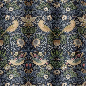 William Morris Strawberry Thief Fabric by the Yard - Pattern Fabric for Home Projects, Clothing, Upholstery, Curtains - by Green Planet