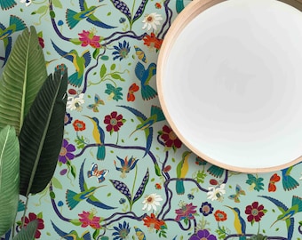 Papel pintado autoadhesivo de colibríes - Murales de pared con estampado de pájaros de Green Planet Print