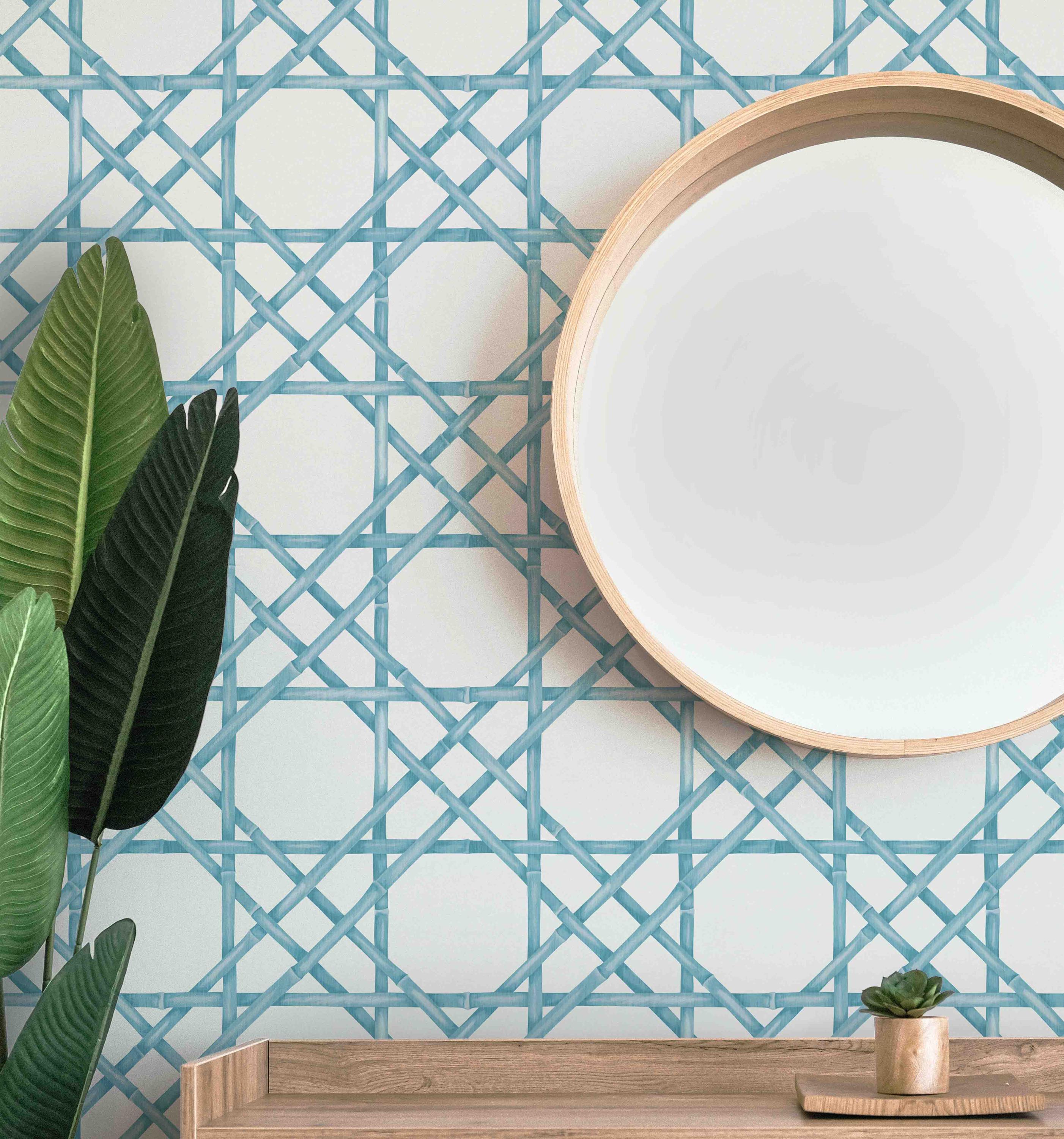 Cane Weave Bamboo Wallpaper | Geometric Style Peel & Stick | Pre-pasted | Unpasted Wallcoverings by Green Planet Print