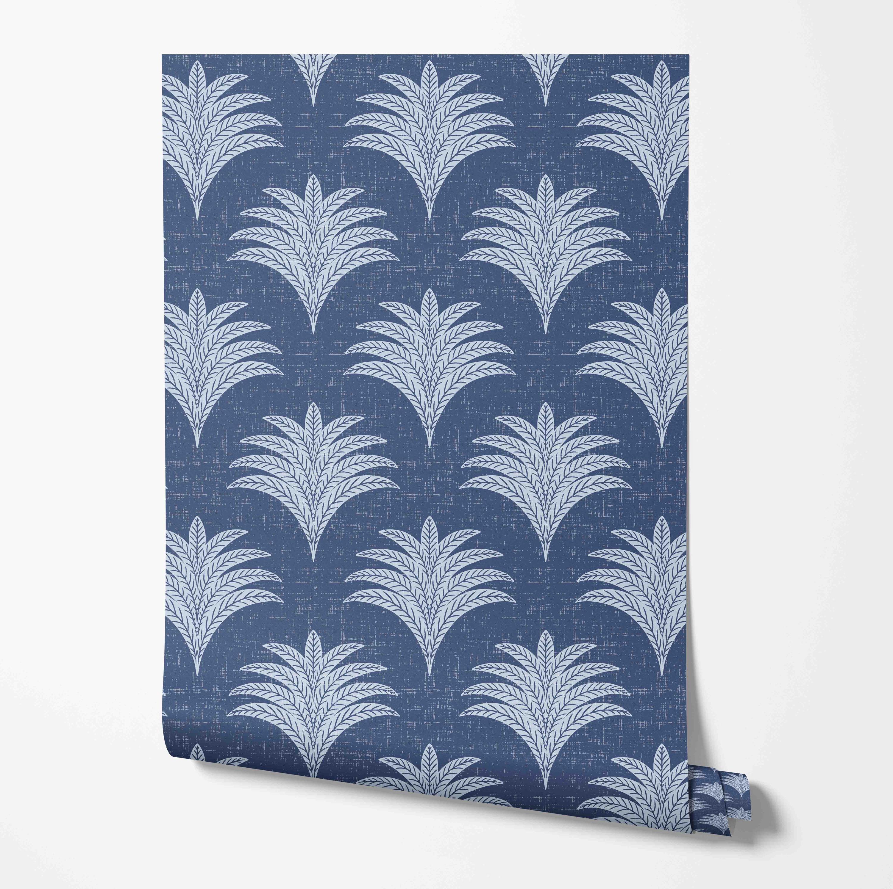 Palm Fan Pattern Peel & Stick Wallpaper - Palm Fans Pattern - Pre-pasted and Unpasted ...