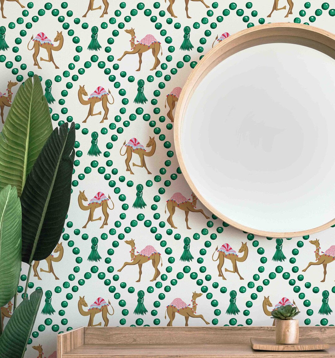 Animal Print Peel & Stick Wallpaper - Camel Oasis Pattern - Removable ...