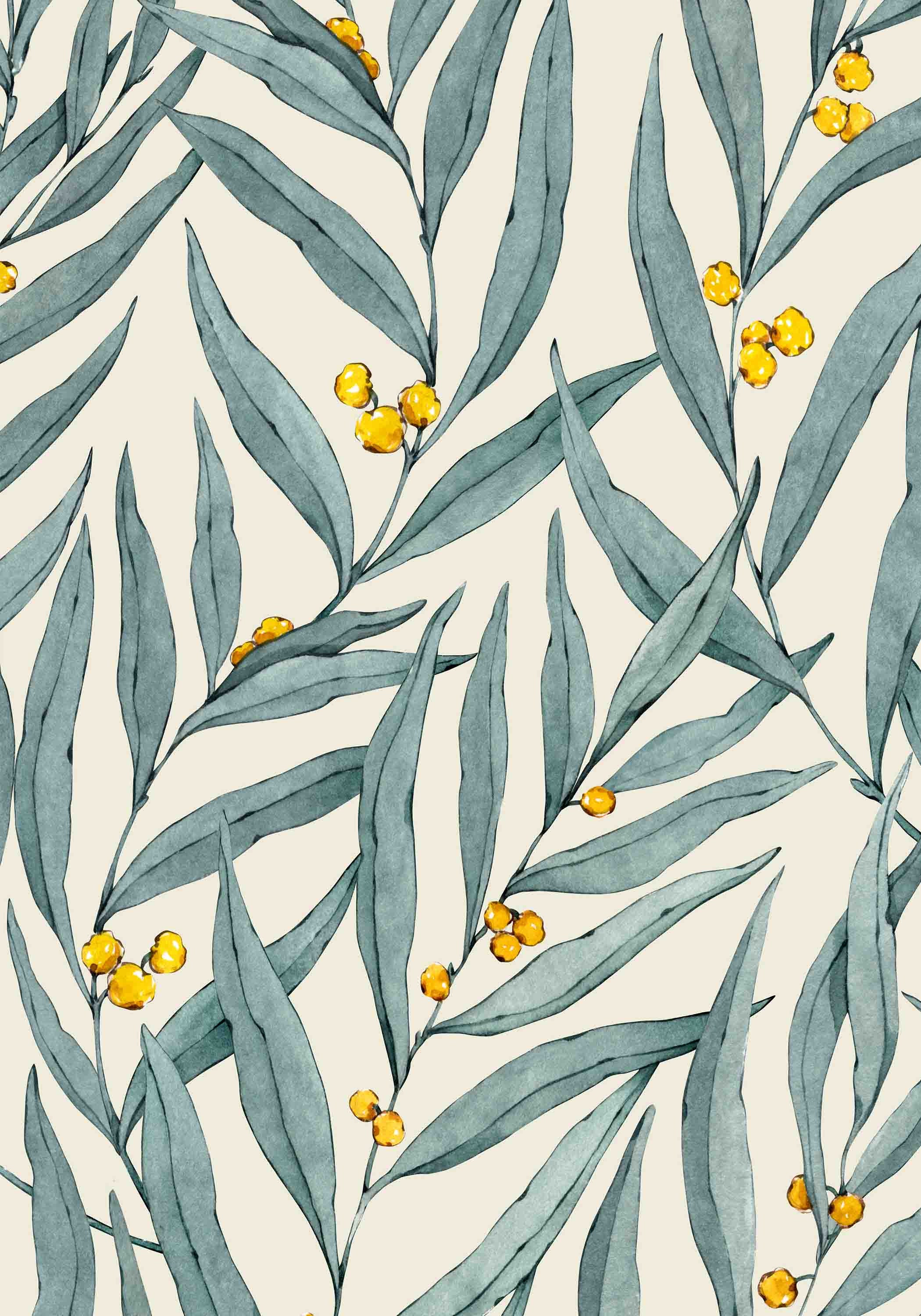 Wattle Pattern Raymond Vintage Wattle Foliage Pattern Wallcovering - Self-adhesive Removable ...