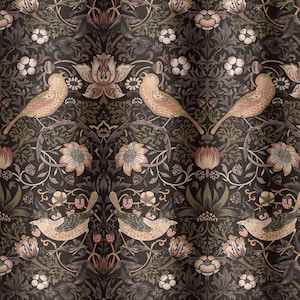 William Morris Strawberry Thief Fabric by the Yard - Pattern Fabric for Home Projects, Clothing, Upholstery, Curtains - by Green Planet