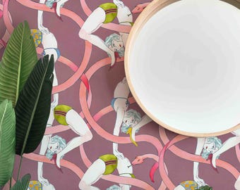 Circus Theme Pattern Wallpaper - Removable Self Adhesive Wallcovering - Snake Peel & Stick and Pre-pasted Wall Mural by Green Planet Print