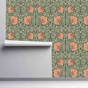 Peel & Stick Wallpaper William Morris Pimpernel Pattern Removable Pre-pasted Wallcovering Floral Wall Mural by Green Planet Home Décor image 4