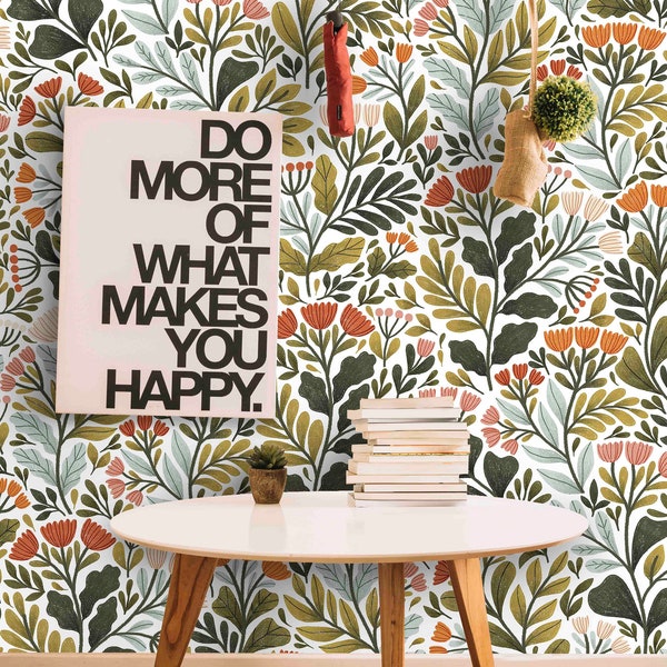 Removable Peel & Stick Wallpaper - Month of May Floral Pattern - Self-Adhesive Wallcovering - Pre-pasted - Unpasted Materials by GP