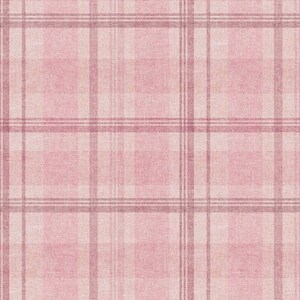 May include: A pink plaid pattern with varying shades of pink and mauve. The design features a classic grid of intersecting lines, creating a traditional tartan or check appearance. The fabric appears to have a textured surface.