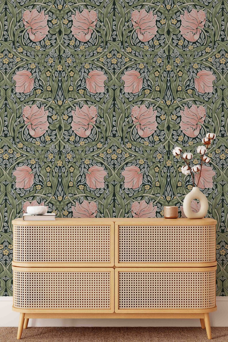 Peel & Stick Wallpaper William Morris Pimpernel Pattern - Etsy