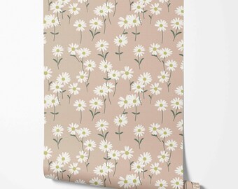 Peel & Stick Wallpaper - Daisies Pattern - Removable Pre-pasted - Unpasted Wallcovering - Nature Wall Murals by Green Planet Home