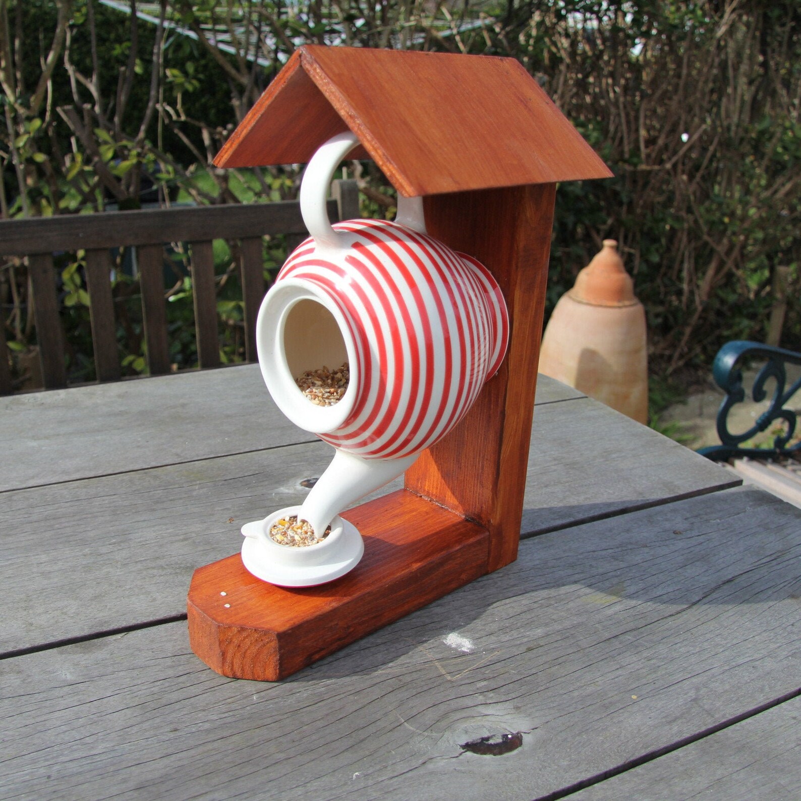 Teapot Bird Feeder Garden Sparrows and Blue Tit Birdhouse Etsy
