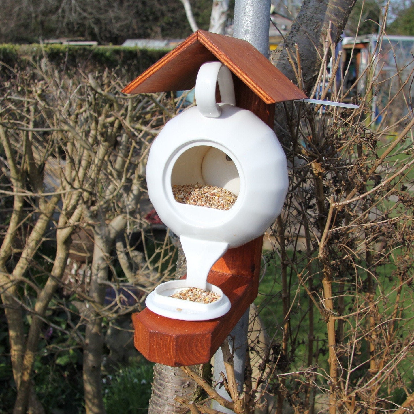 Teapot Bird Feeder Garden Sparrows and Blue Tit Birdhouse Etsy