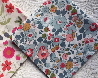 Liberty London Gift Pair of Tana Lawn  Handkerchiefs in Mirabelle & Betsy - Love Liberty Cornwall - The Gift That Fits In A Greetings Card!