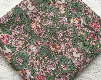 Liberty London Tana Lawn Pocket Square in William Morris Strawberry Thief - Love Liberty Cornwall - Wedding Accessory