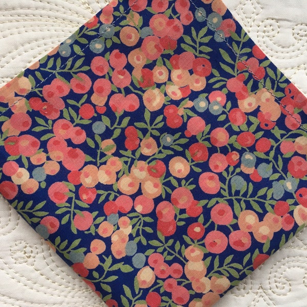 Liberty London Tana Lawn Luxury Handkerchief - Wiltshire Berry  - Love Liberty Cornwall Gift