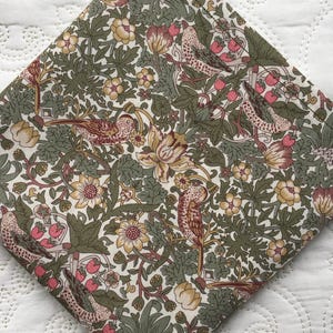 Liberty London Tana Lawn Pocket Square in William Morris Strawberry Thief - Love Liberty Cornwall -  Wedding Accessory