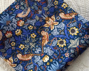 Liberty London Silk Pocket Square in William Morris Strawberry Thief - Love Liberty Cornwall - Wedding Accessory
