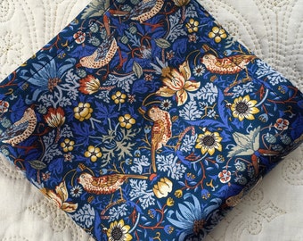 Liberty London Silk Pocket Square in William Morris Strawberry Thief - Love Liberty Cornwall - The Gift That Fits In A Greetings Card!