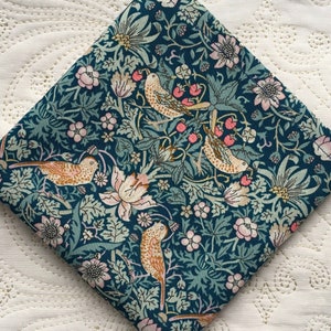 Liberty London Tana Lawn Pocket Square in William Morris Strawberry Thief - Love Liberty Cornwall -  Wedding Accessory