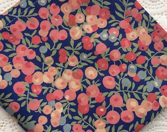 Liberty London Tana Lawn Luxury Handkerchief Hanky- Wiltshire Berry  - Love Liberty Cornwall -  The Gift That Fits In A Greetings Card!