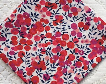 Liberty London Tana Lawn Luxury Handkerchief Hanky - Wiltshire Berry  - Love Liberty Cornwall -  The Gift That Fits In A Greetings Card!