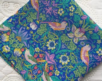 Liberty London Pure Silk Pocket Square in William Morris Strawberry Thief - Love Liberty Cornwall - The Gift That Fits In A Greetings Card!