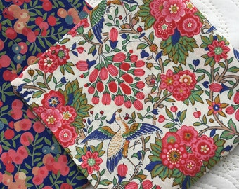 Liberty of London Gift Pair of Tana Lawn Luxury Handkerchiefs in Wiltshire Berry & Dante  - the gift that fits inside a Birthday Card!