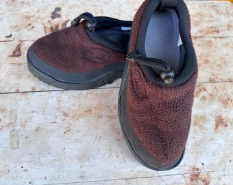 Size 38 brown early 90s Jibs Polartec winter slip-on shoes