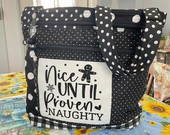 Pick Your Funny Holiday Motto 7 Zipper Secured Zipper Shoulder or Crossbody Adjustable Strap Fabric Purse Handmade