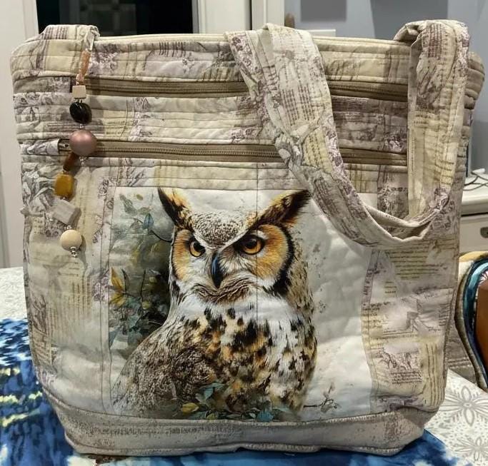 Choose your Stunning Owl Pocket and Key Fob 7 Zipper with Secured Zipper Adjustable Strap Fabric Pur