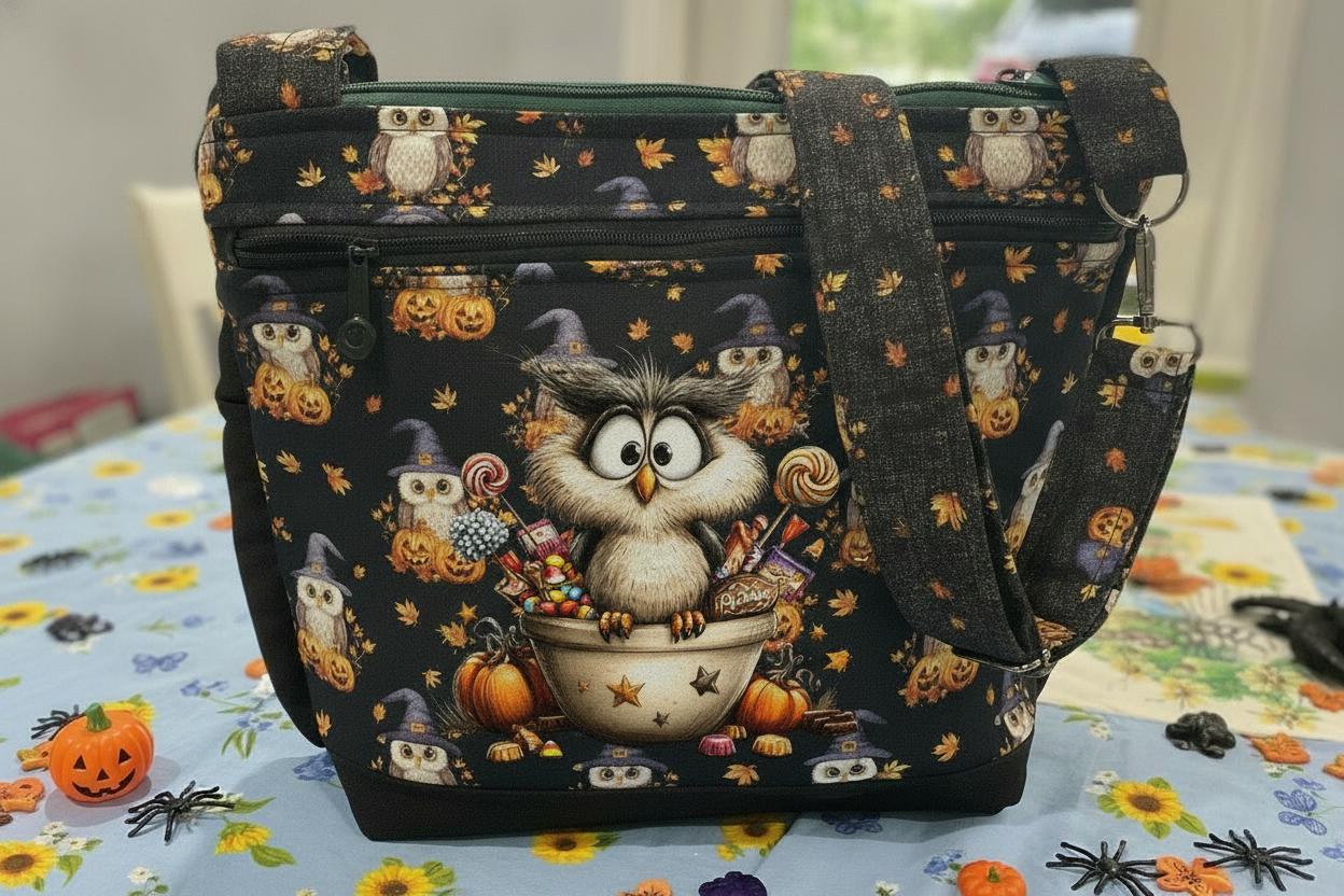 Cute Halloween Owls  Choose Your  Double Picture  Small  Crossbody or Shoulder Adjustable Strap Fabr