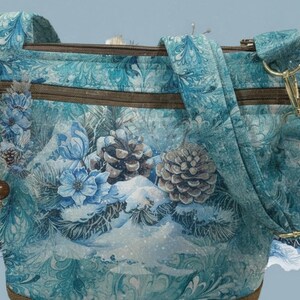 Gorgeous Winter Pine Cone and Flowers Pick Your  Double Picture  Print Crossbody or Shoulder Adjustable Strap Fabric Purse 100% handmade