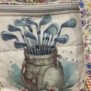 Preciosa Bolsa de Golf y Bolso de Tela con Correa para el Hombro o Cruzada con Flores 100% Hecho a Mano