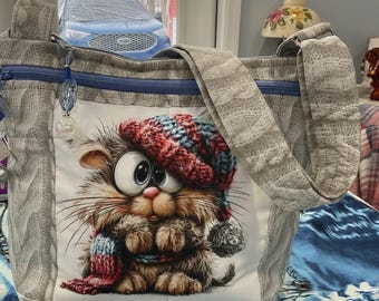 Funny Snowy Animals All Wrapped Up Your Choice Pocket and Key Fob Small  Crossbody or Shoulder Adjustable Strap Fabric Purse 100% handmade