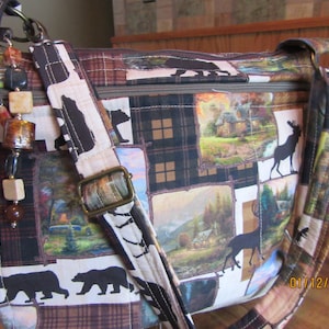Superbe sac à main en tissu à bandoulière ou bandoulière réglable Thomas Kincaid avec fermeture à glissière sécurisée Entièrement fait main