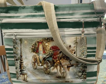 Choice of Absolutety  Gorgeous Winter Scenes Double Picture 7 Zipper with Secured Zipper  Adjustable Strap Fabric Purse  handmade