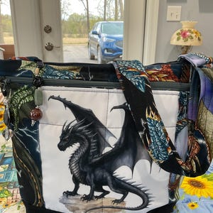 Nuevo monedero de bolsillo y llavero con diseño de dragón negro, bandolera o bandolera de tela con correa ajustable, 100 % hecho a mano
