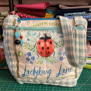 50% OFF  Cute Ladybug Crossbody or Shoulder Adjustable Strap Fabric Purse With Secured Zipper  Completely handmade