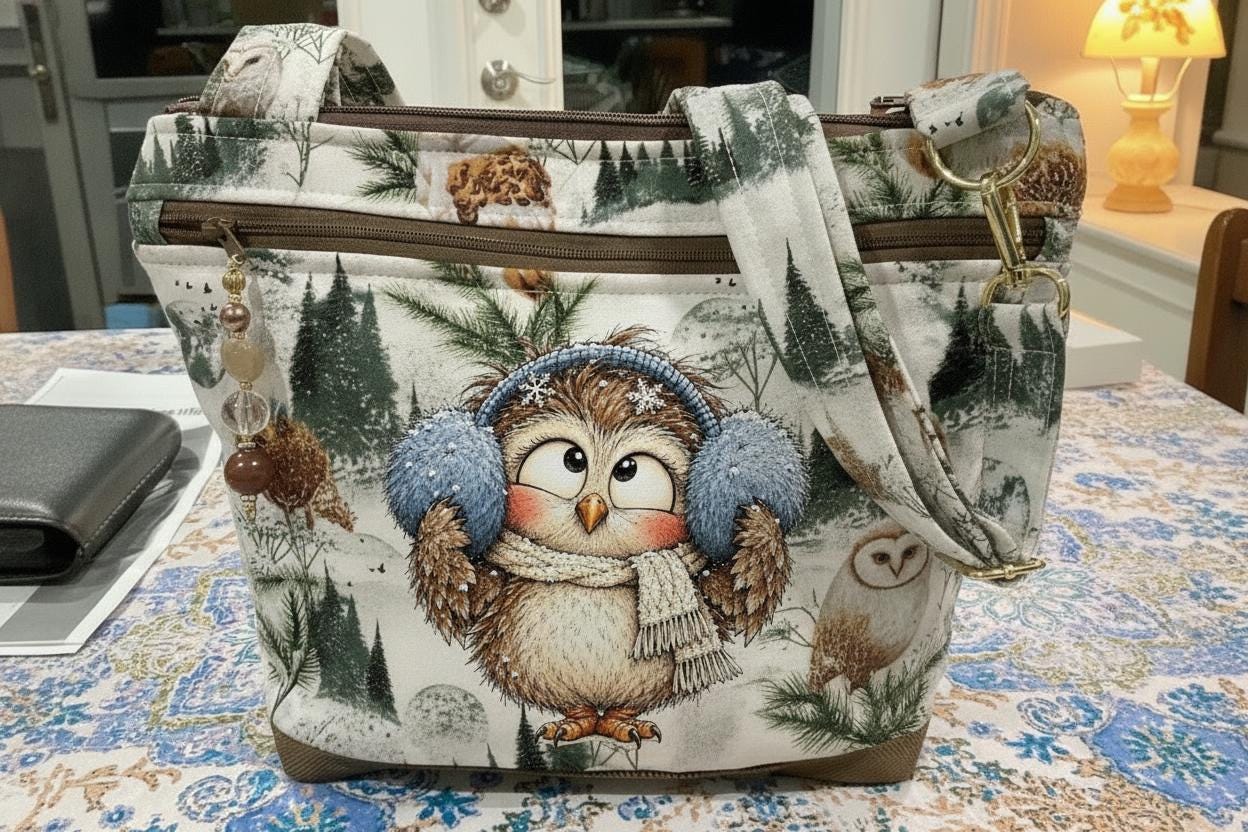 Choose Your Double Picture Silly Winter Owls Ladies Small Crossbody or Shoulder Adjustable Strap F