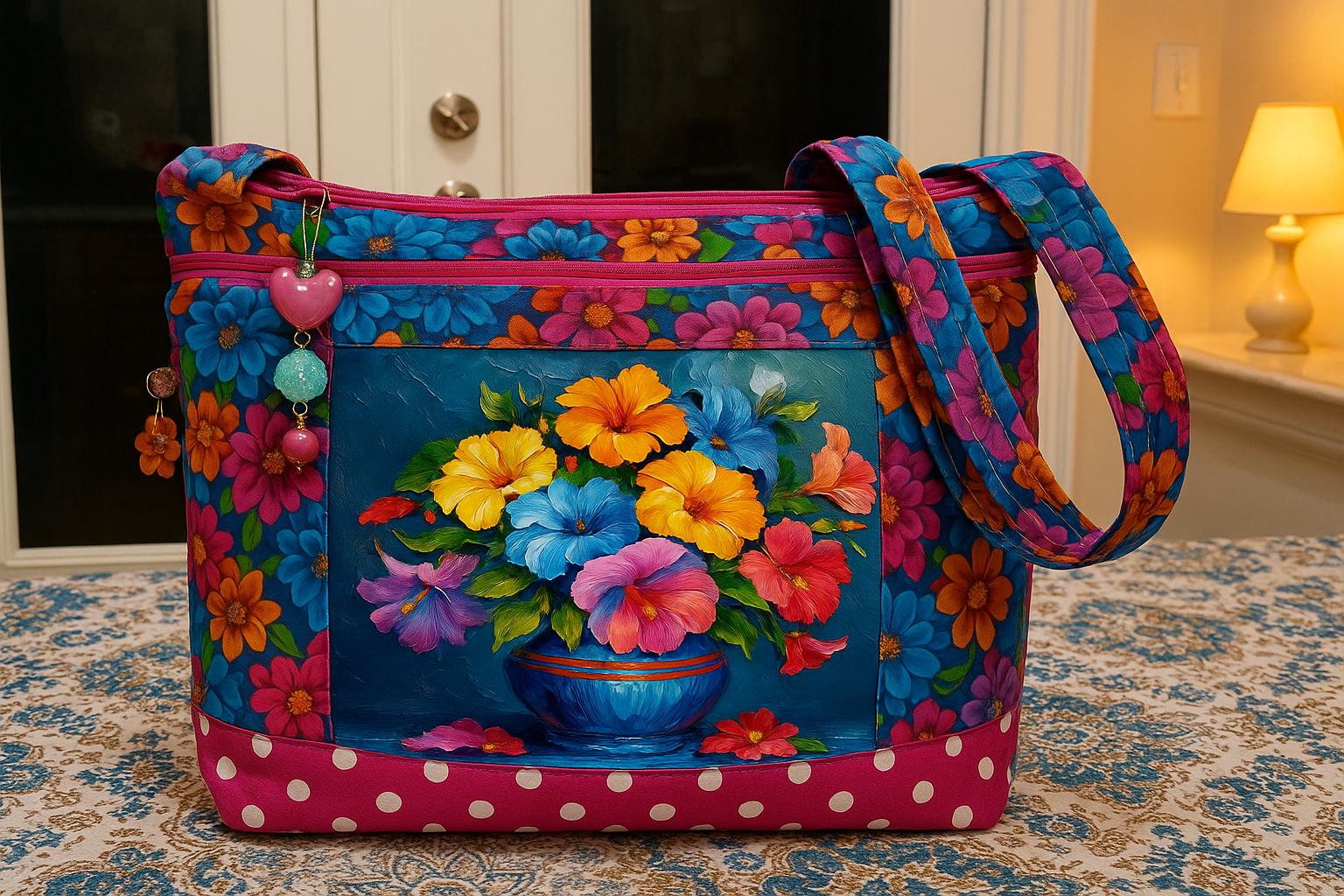 NEW STYLE Pocket and Key Fob Beautiful Rich Flowers Smallcrossbody