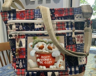 Wonderful  Silly Animals with Holiday Sayings Double Picture 7 Zipper Adjustable Strap Fabric Purse With Secured Zipper  handmade