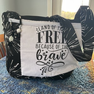 Gran bolso de tela estilo americano, bandolera o bandolera ajustable, 100 % hecho a mano