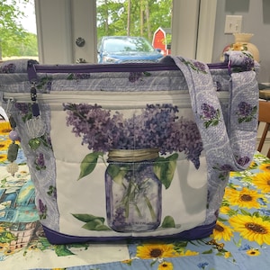 25 % de réduction Iris in Mason Jar Sac à main en tissu à bandoulière ou bandoulière réglable fait main