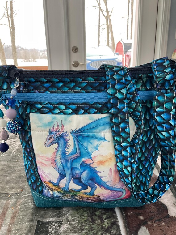 NUOVO DESIGN TASCA e portachiavi Blue Dragon Piccola borsa a