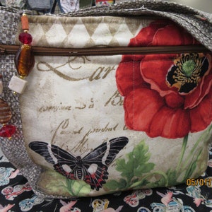 Superbes papillons et coquelicots réglables en tissu bandoulière ou bandoulière 100 % fait main
