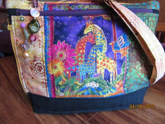 Laurel Burch Jungle Crossbody or Shoulder Adjustable Strap Fabric Purse With Secured Zipper 100 Handmade Etsy