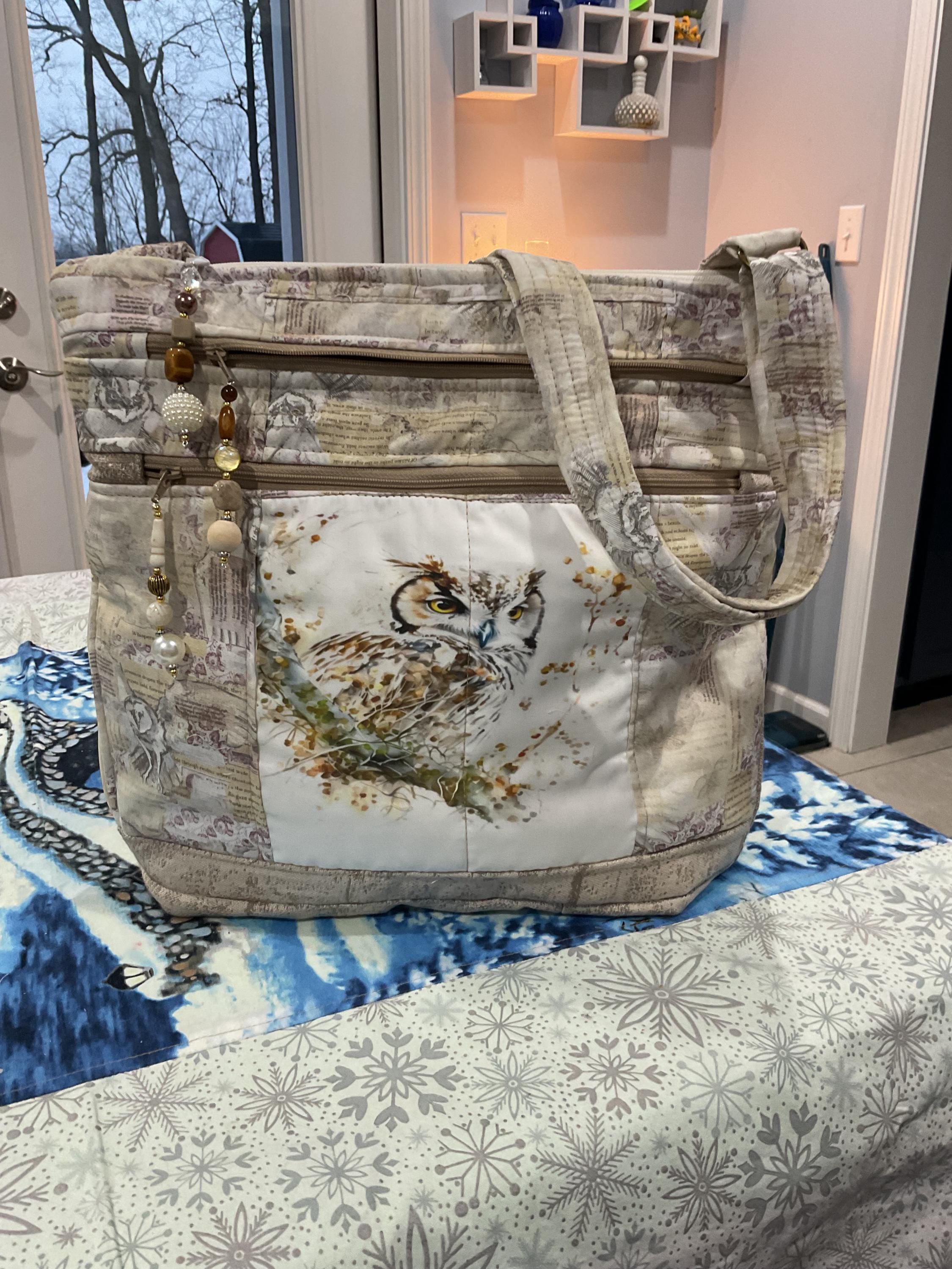 Pretty Soft Colored Owls Pocket and Key Fob 7 Zipper with Secured Zipper Adjustable Strap Fabric Pur