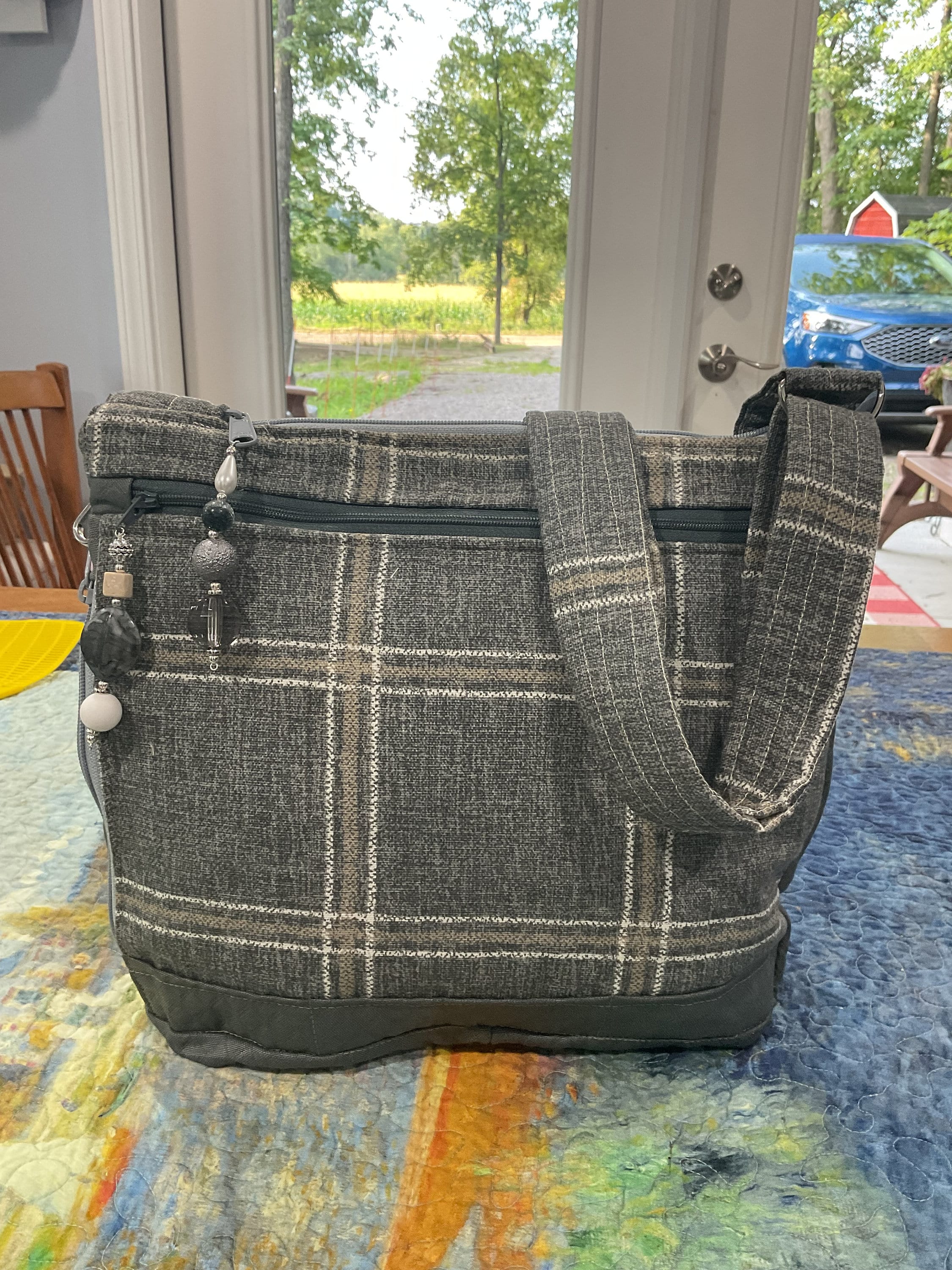 High End Soft Gray Plaid Shoulder or Crossbody Adjustable Strap Fabric Purse 100 Handmade Etsy